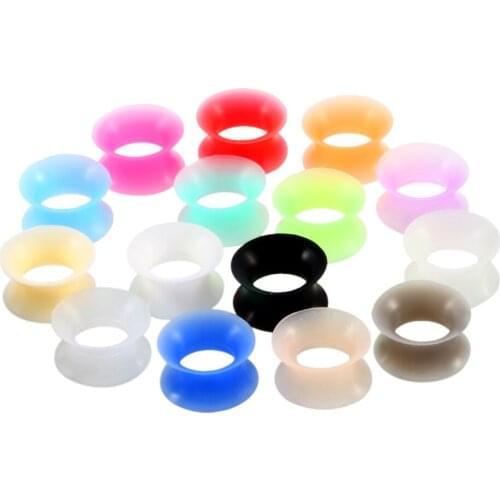 30Pcs/lot Silicone Ear Plugs And Tunnels Earlets Piercings Mixed 15 Colors Ear Gauges Expander Stretcher Body Piercing Jewelry