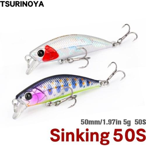TSURINOYA DW106 50S 5cm 5g Sinking Minnow Fishing Lure INTRUDER TROUT Artificial Jerkbait Hard Bait Pike Wobbler Crankbai
