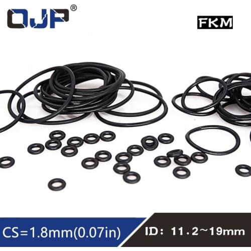 10PCS/lot Fluorine rubber Rings Black FKM O ring Seal 1.8mm Thickness ID11.2/11.8/12.5/13.2/14/15/16/17/18/19mm Seal Gasket