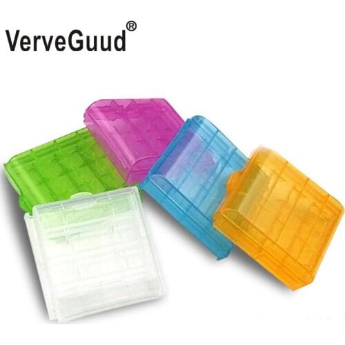 VerveGuud 5Pcs Portable Plastic Battery Case Holder Storage Box For AAA/AA Battery Rechargeable Batteries Full Cover