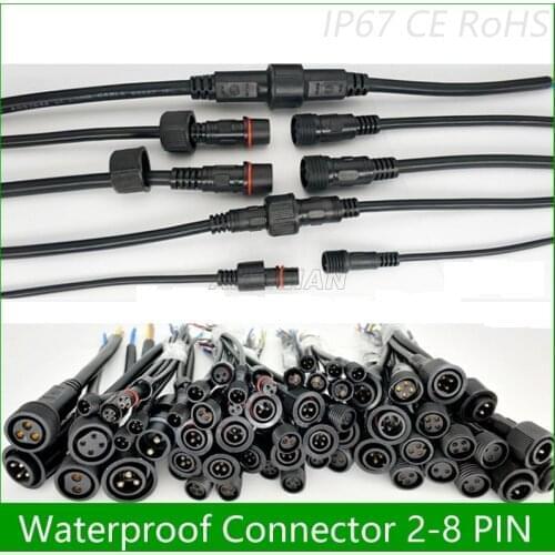 Waterproof connector Current with wire cable IP67 male female