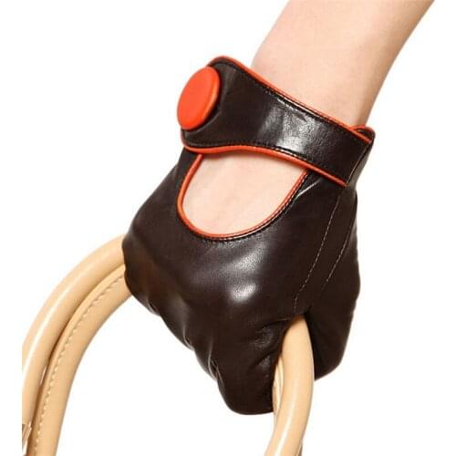 High Quality Sale Fashion Women Sheepskin Gloves 2018 NEW Genuine Leather Elegant Lady Five Fingers Driving Glove EL028NN-5