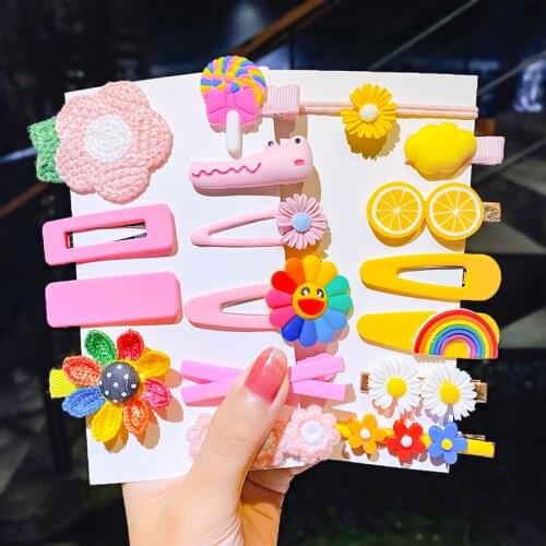 1 Set Kawaii Cartoon Fruit Flower Princess Hairpins Children Girls Kids Hair Clips Pin Accessories Barrettes Hairclip Headdress