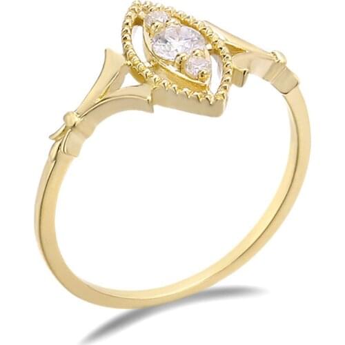 BK Moissanite Diamond Rings For Women 9K Genuine Gold 585 Vintage Style Geometric New Design Fine Jewelry Female Wedding Gifts