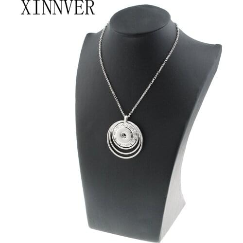 Fashion Flower Snap Button Jewelry Round Pendant Necklace With link Chain Necklace Fit 18MM Snap Button Necklace For Women ZG114