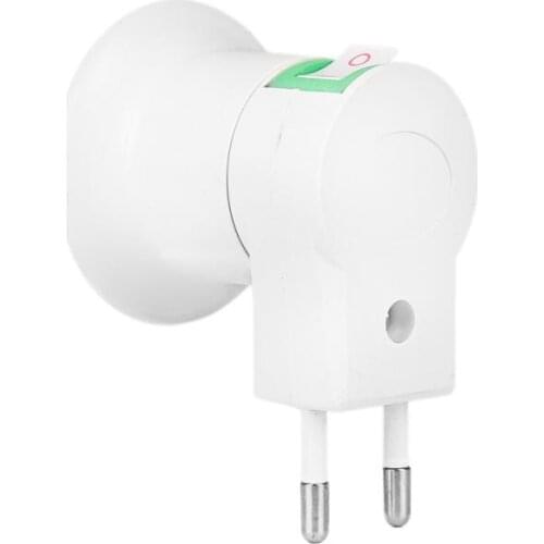 1PC Practical White E27 LED Light Socket To EU Plug Holder Adapter Converter ON OFF For Bulb Lamp Switch Accessories