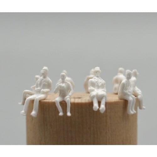 100pcs HO 1/87 scale model unpainted all sitting figure toys diorama white color miniature architecture people street scene kits