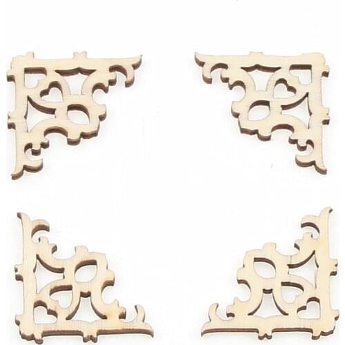 30pcs Wooden Ornament Book Corner Protector DIY Crafts Home Decoration Box Book Scrapbook Album Corner Wood Slices 25x40mm