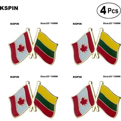 Canada & Lithuania Friendship Lapel Pin Flag badge Brooch Pins Badges 4Pcs a Lot