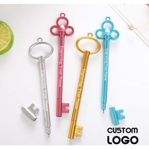 50pcs Creative Retro Key Styling Gel Pen Office Signature Pen Cute Student Stationery Gift Pen School Supplies Laser Custom LOGO