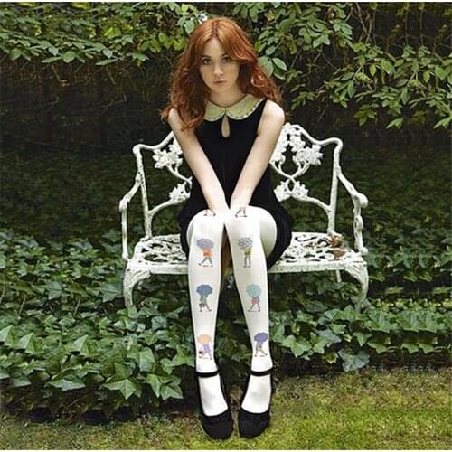 80D Janpanese Sweet Lolita Pantyhose Velvet Umbrella Printed Stockings Kawaii Tights D418