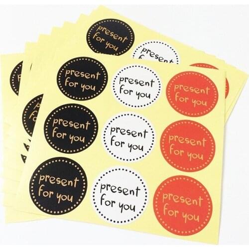 900PCS hot stamping Round Present For You Red White Black Sticker Labels Stationery free shipping