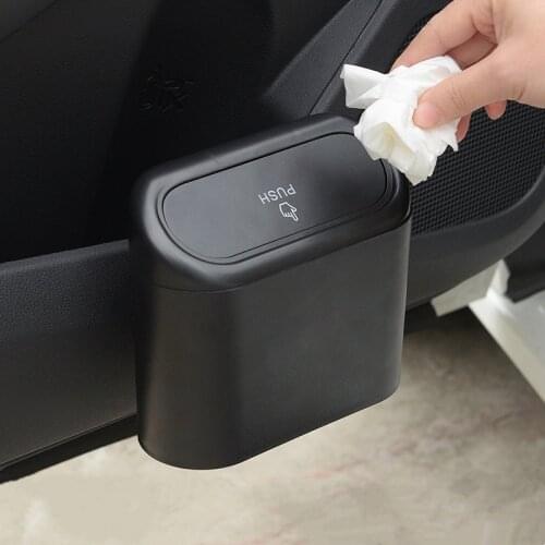 Car Trash Bin Hanging Vehicle Garbage Dust Case Storage Box Universal Square Pressing Type Trash Can Auto Interior Accessories