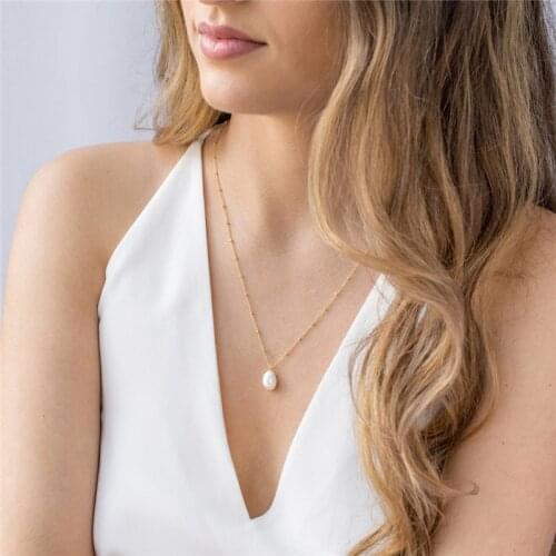 Baroque Pearl Necklace Handmade Jewelry Ball Chain Choker 14K Gold Filled Pendants Collier Femme Kolye Collares Women Necklace