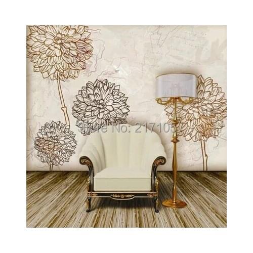 Free shipping custom warm wallpaper. Retro flower Papel de parede, living room TV wall background wall contact paper