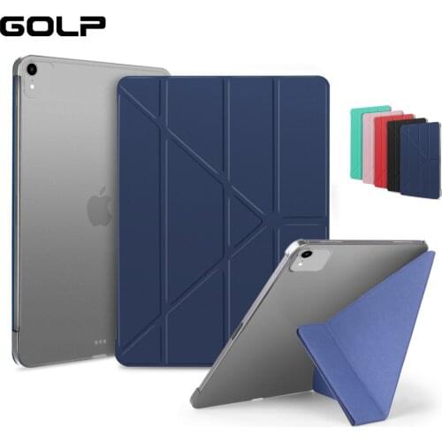 PU Leather case For iPad Pro 12.9 2018, GOLP Magnetic Flip PC Back smart cover for iPad Pro 12.9 2018 case