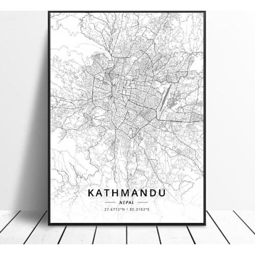 Black and White Windhoek Namibia Latitude Longitude Canvas Art Map Poster
