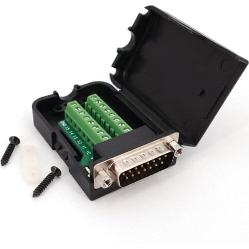 DB15 Male / Female 2 Row 15Pin Plug Breakout Terminals Board Nut Type Connector