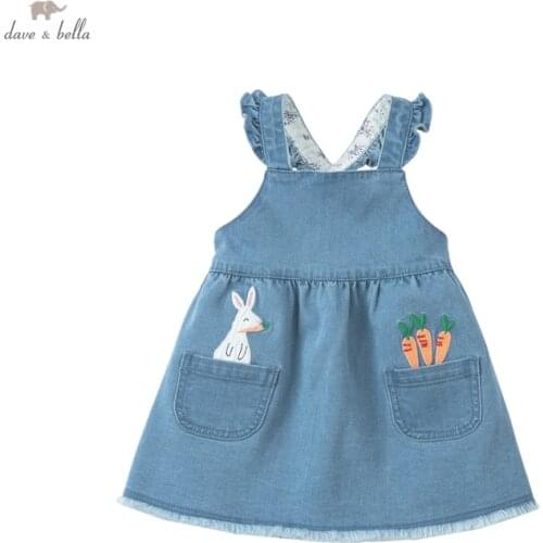 DBJ16970-2 dave bella spring baby girls princess cartoon strap dress lolita party suspenders dress toddler children clothes