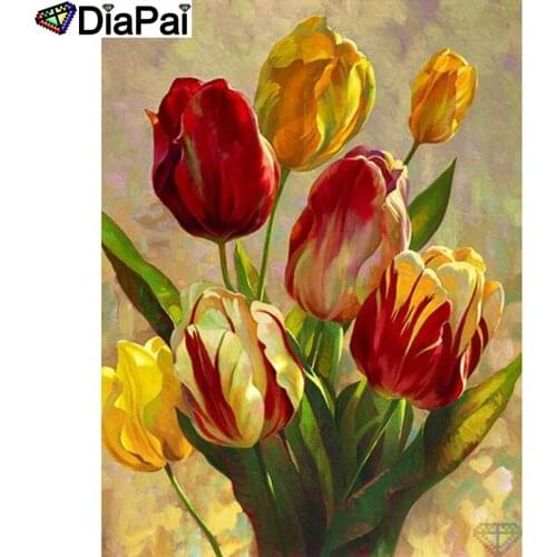 DIAPAI Diamond Painting Cross Stitch Pattern 5D Diamond Embroidery "Flower landscape" Home Decor DIY diamond Art A26490