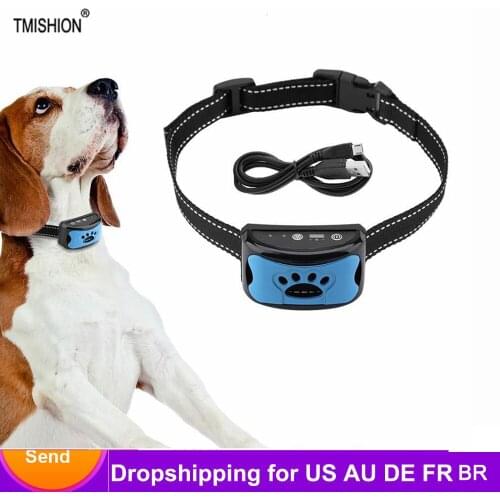 Pet Dog Anti Barking Device USB Electric Ultrasonic Dogs Training Collar Dog Stop Barking Vibration Anti Bark Collar Dropship