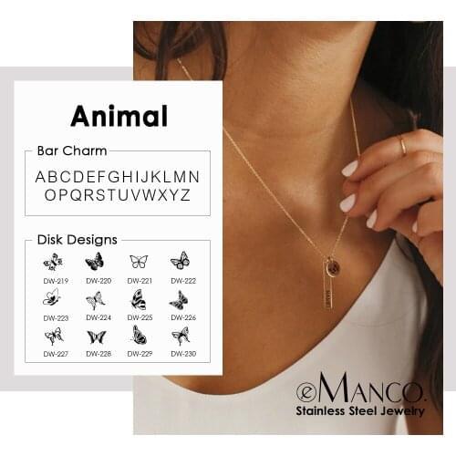 EManco Butterfly Pendant Necklace 316L Stainless Steel Female Gold Charm Choker Minimalist Engrave Jewelry Gifts for Women