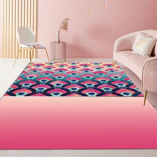 Geometry Pink Rugs For Girl Bedroom Decoration Cute Princess Style Coffee Table Carpet Kids Room Floor Mat Flannel Soft Hallway