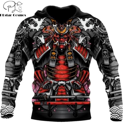 Samurai Armor Tattoo 3D Printed Autumn Men Hoodies Unisex Casual Pullover Zip Hoodie Streetwear Retro sudadera hombre DW0515