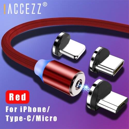 !ACCEZZ Nylon Strong Magnetic Charger Cables Micro USB Type-C 8 Pin For iPhone X 8 Plus Fast Charging Cable For Samsung Xiaomi 4