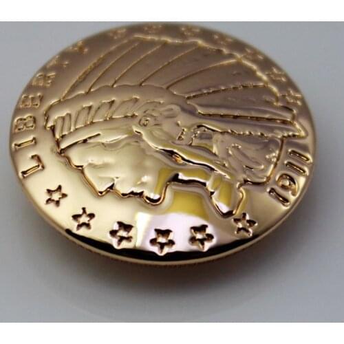 KBC03) Wholesale 50pc 7/8'' RERODUCTION COIN Native Indian Head CONCHO GOLD