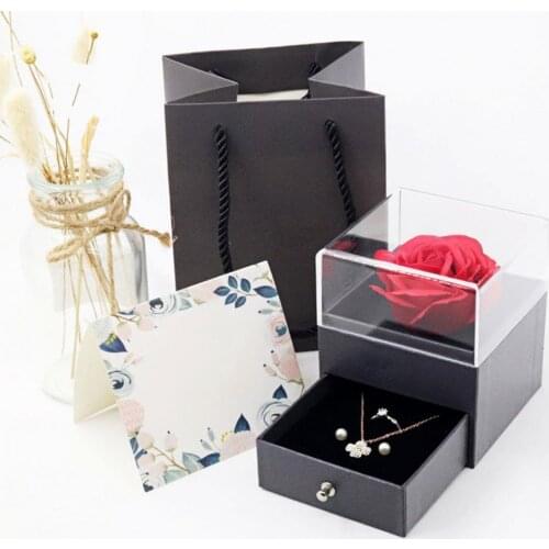 Preserved Rose Flower Jewelry Box Jewelry Organizer Gift Box for Earring Necklace Ring Display Holder Storage Box jewellery box