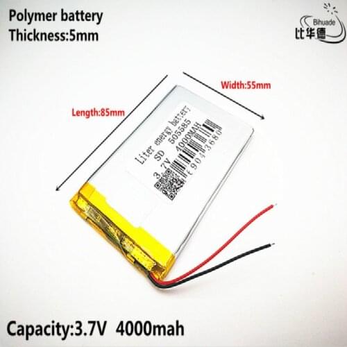 Liter energy battery Good Qulity 3.7V,4000mAH,505585 Polymer lithium ion / Li-ion battery for TOY,POWER BANK,GPS,mp3,mp4