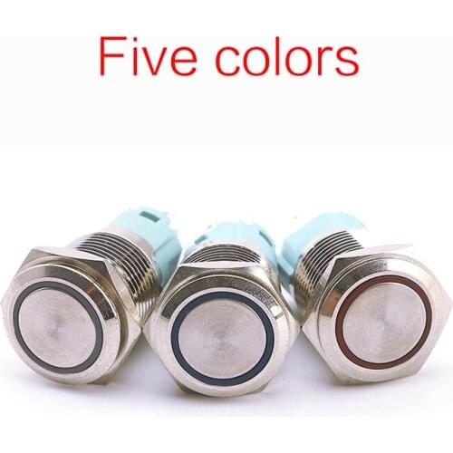 16mm Metal Psh Button Switch With Light Self-reset Waterproof Start Up Button Ring LED Car Modification Switch Button 24V 220V