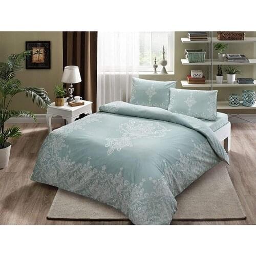 Tac Double Ranforce Duvet Cover Set Harper Mint-Duvet cover : 200x220 cm Sheet : 240x260 cm Pillow Cover: 50x70 cm (2 Pieces)