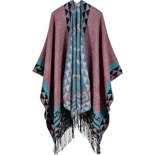 Imitation Cashmere Capes Women Autumn Long Tassel Poncho 2021 New Female Sexy Cloak Capes for Women Warm Ponchos Ladies