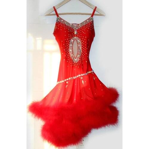 2018 New Lady/Girl Latin Dance Dress Child Adult Sizes Yarn&Sequins Backless&Hollow 9Colors Out Salsa Cha Cha Rumba Dance
