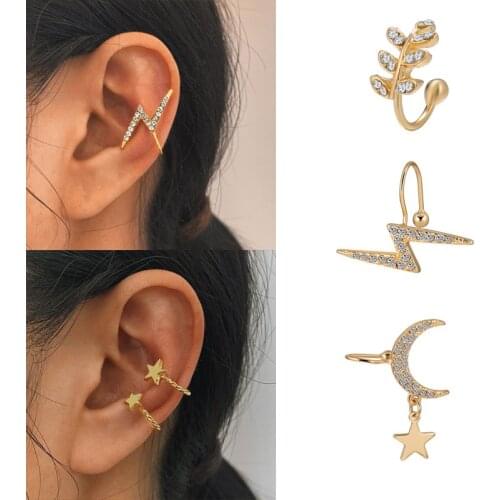 A Girl' New Arrival Multicolor Crystal Ear Cuff Stackable C Shaped Ear Clips No Pierced Cartilage Earring for Women Earcuffs
