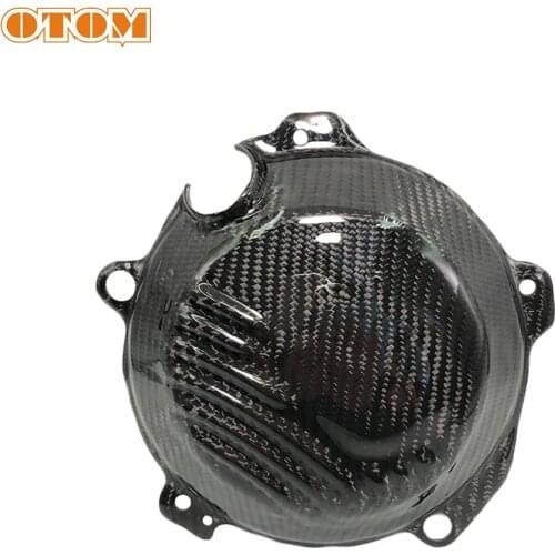 OTOM New Motorcycle Carbon Fiber Engine Clutch Guard Cover Side Case Protection For HUSQVARNA FE250 FE350 2019-2021 Accessories