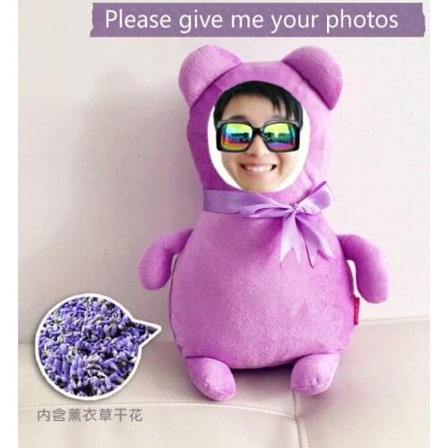 Provide photo Little bear doll lavende cushion Real human pillows Christmas decorations diy gift Birthday Valentines Day