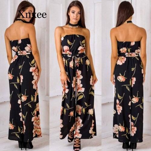 Sexy Spring And Summer Off Shoulder Dot Rompers Backless Overalls Lace Up Jumpsuit Beach Boho Ankle Length Black Sleeveless