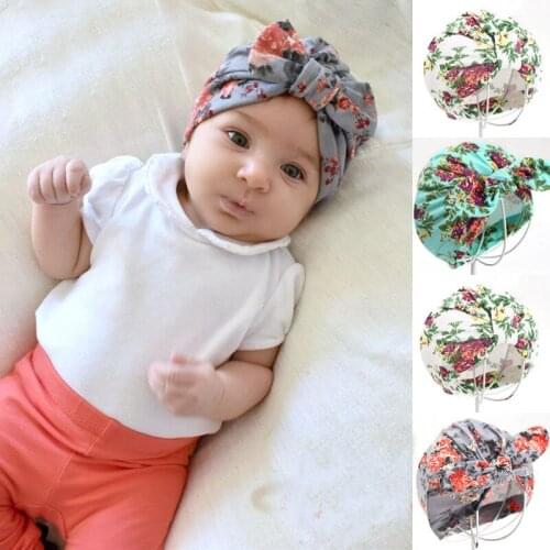 2018 Hot Newborn Baby Toddler Kids Girl Floral Bowknot LOVELY Soft Cotton Beanie Hat