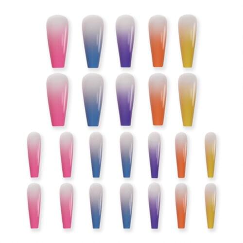 Putty Nail Pre Designs Rainbow Nail Colorful Extra Long Press On Coffin Nail Mixed Wholesale Able Supplies For Professionals Set
