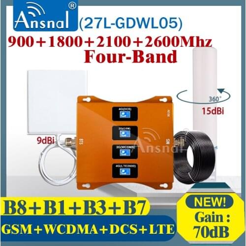 Amplifier 4G 900 1800 2100 2600Mhz Four-Band Cellphone Repeater GSM 2G 3G 4G Cellular Amplifier GSM DCS LTE 4G Signal Booster