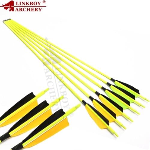 12pcs Linkboy Archery Mix Carbon Arrows Spine500 30inch 4inch Turkey Feather Arrow Point 90gr for Compound Recurve Bow Hunting