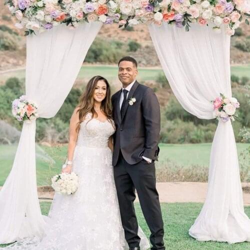 Wedding Arch Backdrop Curtains Polyester Fabric 2PCS W270xL305cm Drapery for Party Ceremony Sheer Backdrop Decorations