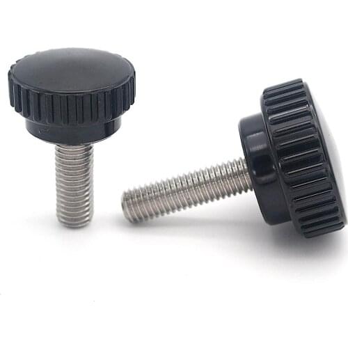 2pcs M4 ruled knurled bakelite grip hand screws bolts stainless steel handwheel knob handle hilt screw bolt 8mm-70mm long