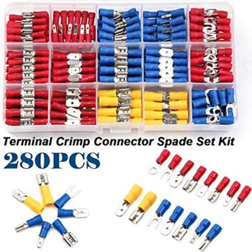 280/480/720PCS Assorted Insulated Electrical Wire Crimp Connectors Spade Terminals Butt Ring Fork Lugs Terminal Kit+Plier