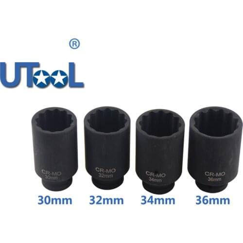 30mm 32mm 34mm 36mm 1/2"DR 12 Point Impact Socket Spindle Axle Nut Socket Hub Axle Nuts Removing Installing Tool