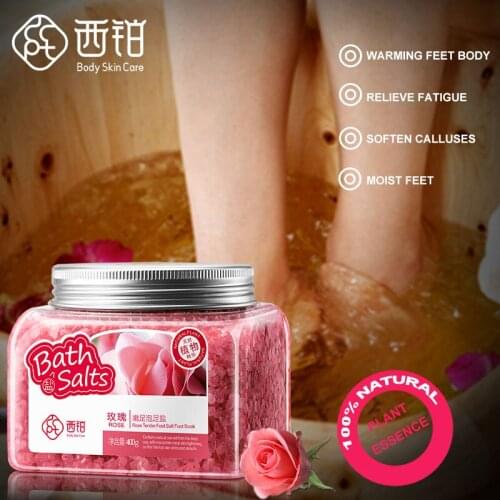 300g Rose Extract Spa Salt Foot Salt Bath Salt Soak Exfoliation Dead Skin Remove For Foot Skin Care Massage Whitening Foot Care