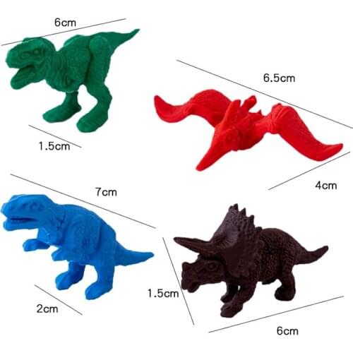 4pc Kawaii Dinosaur World Splicing Eraser Student Creative Novelty Kids Stationery PencilEraser Promotion Office School Supplies